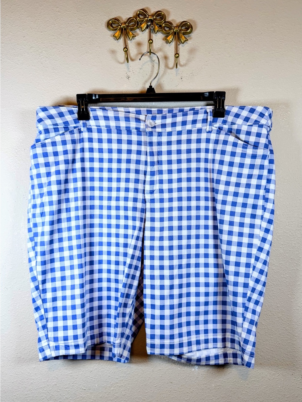 St. John’s Bay Bermuda Shorts Periwinkle & White Gingham. Size 24W